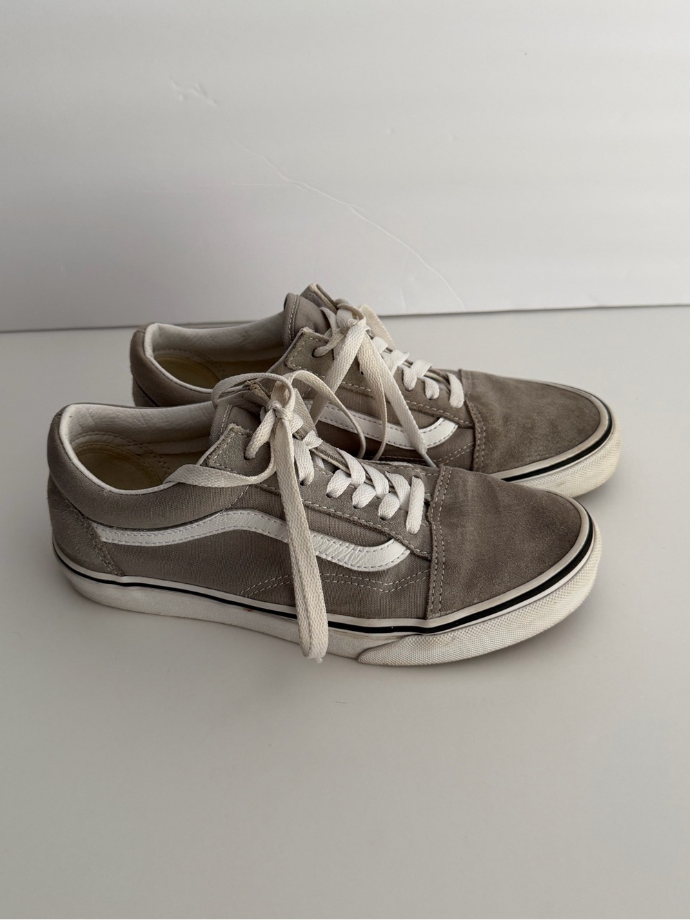 Vans Old Skool Suede & Canvas Sneakers in Light Gray with White Stripe